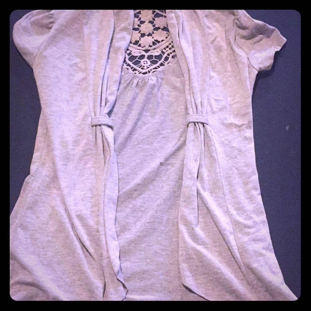 Nice gray lace back cardigan